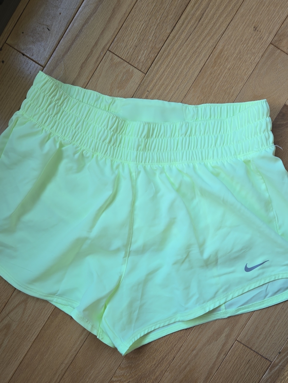 Nike Women's Neon Yellow Athletic Running Shorts - Small